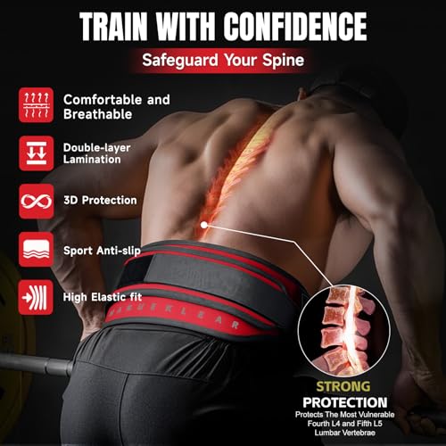 Image of MANUEKLEAR Quick Locking Weighted Belt, Double-Layer Dip Belt for Weight Lifting, Weighted Pull Up Belt for Powerlifting Squat