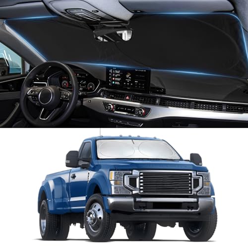 Sunshade for Ford Super Duty F250 F350 F450 F550 Windshield Sun Shade for 2010-2024 2025 2026 Ford F-250 F-350 F-450 F-550 2Door 4Door Pickup Accessories Front Window Shield Cover Visor Protector
