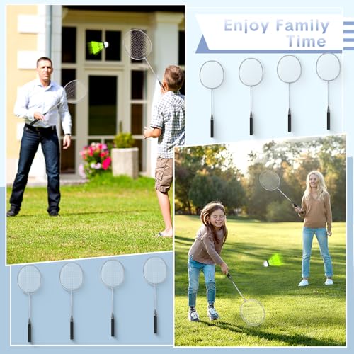 Image of 12 Pack Badminton Rackets Set Including Badminton Racquets, Nylon Shuttlecocks and Carry Bag for Outdoor Backyard Games Beginners