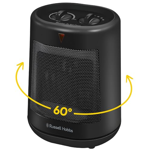 Russell Hobbs 2000W/2KW Electric Heater in Black PTC Ceramic Space Heater, Portable Oscillating 2...