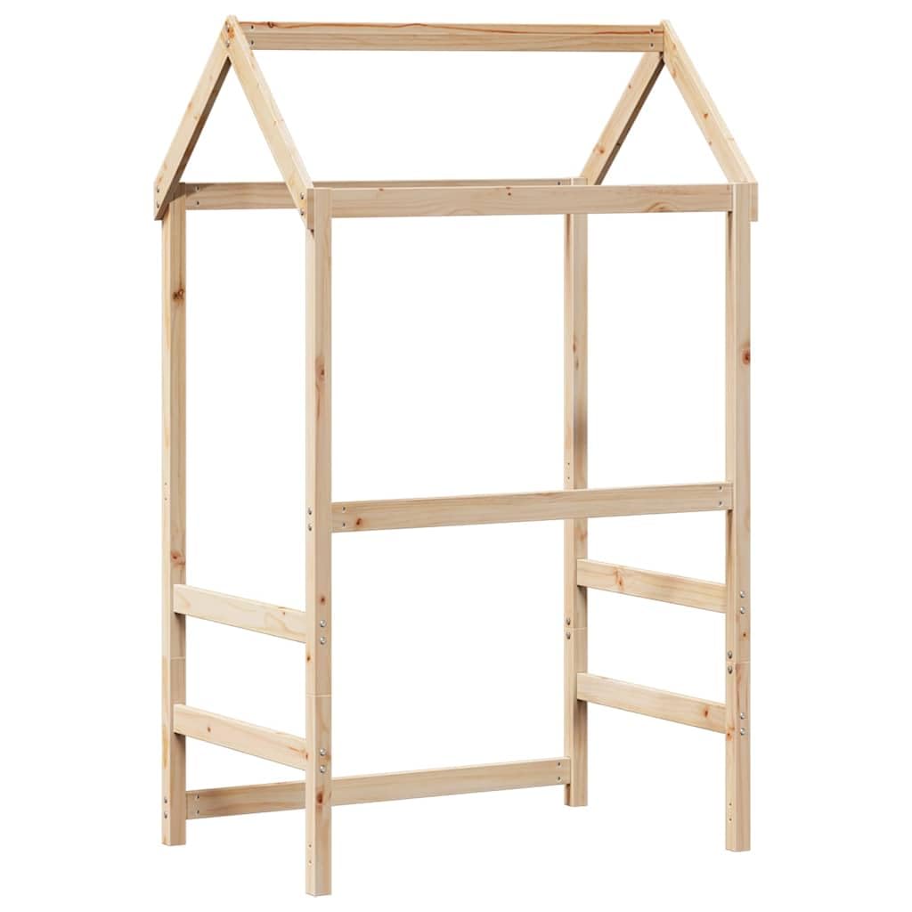 Cuna con techo de 98 x 70 x 176,5 cm de pino macizo con aspecto rústico, adecuado para marco de cama, accesorios, cama de juegos, habitación infantil, duradera, fijación estable, fácil
