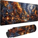 ゲーミングマウスパッド 600 x 400 x 3 mm, 延長 Mouse Pad グレー マウスパッド 大型 ツリーハウス デスクマット, 滑り止めのゴムベースとエッジの精密なステッチデザインを採用 鼠标垫, 耐水性 デスクマット清潔しやすい 快適操作 さまざまなマウスモデルに対応, コンピュータ、オフィス、家の装飾に適しています A-Z