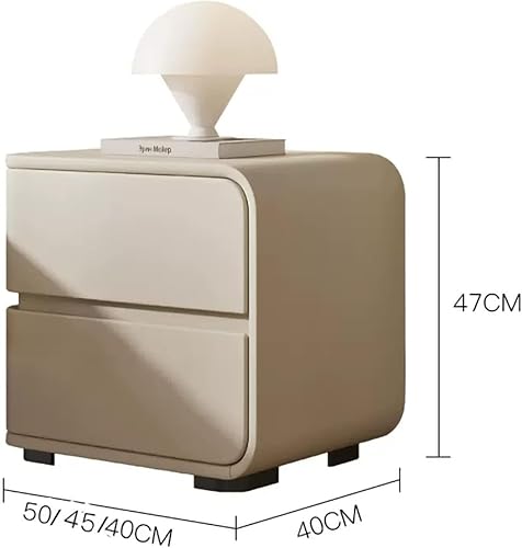 Miniatura 2 de Mesita de Noche Mesita de noche de madera maciza, estilo escandinavo con 2 cajones, mesa auxiliar moderna, cómoda de cuero, mesita de noche nórdica