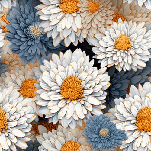 ReWallpaper 44.5cm×7m Papel Pintado Pared Flores Azules Amarillas Papel Adhesivo para Muebles Vintage Papel Pintado 3d Flores Papel Pared Blanco y Dorado Papel Tapiz Fotográfico Pared