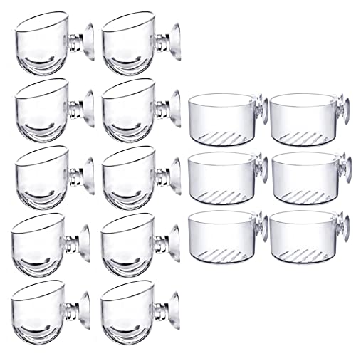 Image of MDEOOSKY 16 Pack Aquatic Plant Cups, Acrylic Aquarium Plant Cup, Transparent Acrylic Aquatic Pot with Suction, Acrylic Aquarium Suction Cup Holder, Aquarium Decoration 2 Shapes