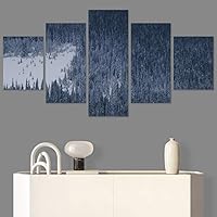 SIGNWIN 5 Panel Canvas Wall Art Winter Trees for Home Decorations Ready to Hang - 60