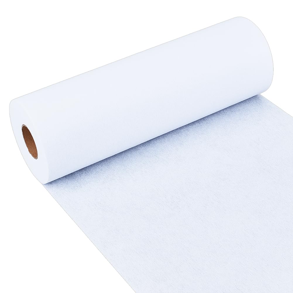 OLYCRAFT Heavy Weight White Iron-On Fusible Interfacing 11.8 Inchx30 Yards Non-Woven Interfacing Iron On Single-Sided Interfacing Non-Woven Apparel Interfacing for Sewing DIY Crafts Supplies