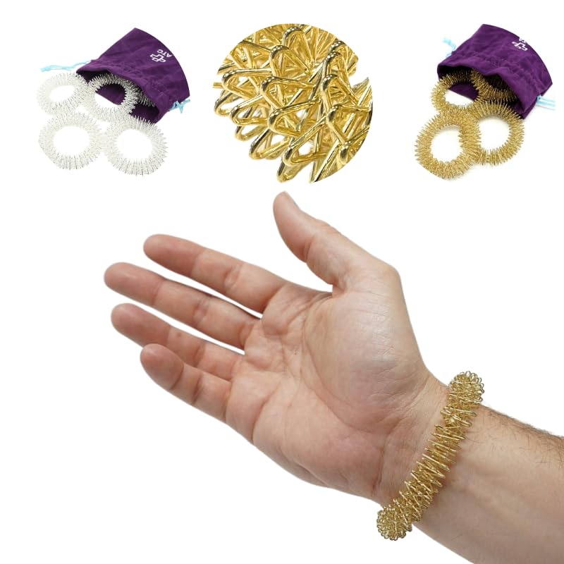ATC Hand-Massagering für Hand und Handgelenk – Entspannungsring aus Federstahl – Silber oder Gold (1er oder 5er Set)