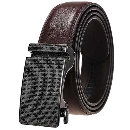 Men's Solid Color Belt Metal Automatic Buckle 3.5Cm Belt Business Leather Belt