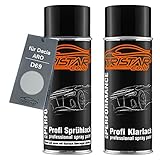 TRISTARcolor Autolack Spraydosen Set für Dacia/ARO D69 Gris Platine Metallic/Platin Grau Metallic Basislack Klarlack Sprühdose 400ml
