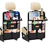 SURDOCA Organizador de asiento trasero de coche con bandeja plegable para niños y adultos – Nuevo modelo de almacenamiento de asiento con bolsillo táctil para tableta, Roadtrip Essentials – Se adapta