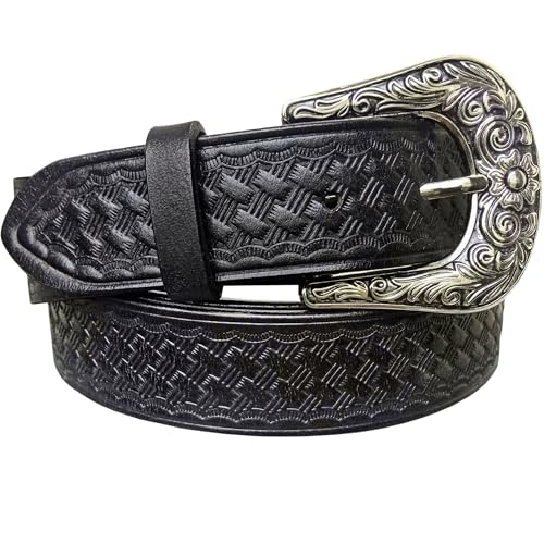 RESISTANCE womens Western full grain Leather belt Strap with Snaps for Interchangeable Buckles