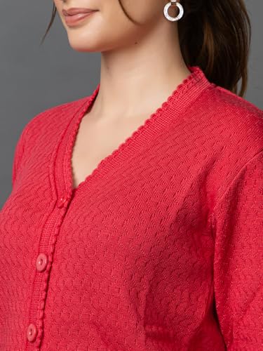 Image of Wear lusso Women Woolen V Neck Casual Wear Stylish Cardigan Sweaters for Winter with Side Pocket | Cozy and Warm Winter Sweater for Girls /Ladies