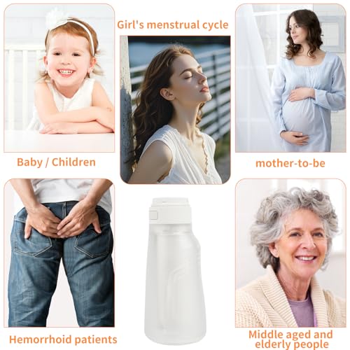 Image of Portable Bidet, Electric Rechargeable Women's Perineal Bottle, 400ml Water Tank, 3 Pressure Modes, with 2 Replaceable Nozzles, Suitable for Men, Women, Babies and Postpartum Cleaning (White)