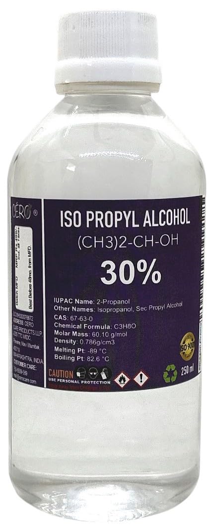 CERO ® IPA Isopropyl Alcohol for Cleaning, All Electronics, Clean Your Makeup Tools, Clean CPU, GPU and Screen, Repair Cosmetics 30% Pure [(CH3)2-CH-OH] CAS: 67-63-0 (250ml)-image-43