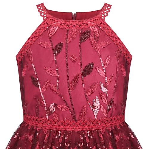 Sunny Fashion Girls Dress Turquoise Embroidered Halter Dress Party4