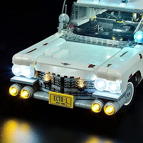 Miniatura 5 de Kyglaring Kit de luz LED compatible con bloques de construcción Lego Ghostbusters ECTO-1 10274, sonido y atenuación RC mejorados, solo luces (modelo