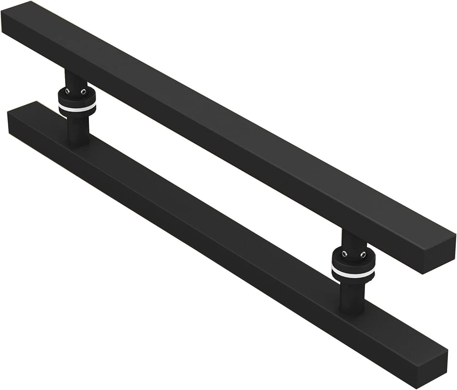 Gthtuhfd Black Square Push Pull Door Handle Two-Sided Stainless Steel Glass Door Handles, With Mounting Hardware Kit,-60X40cm