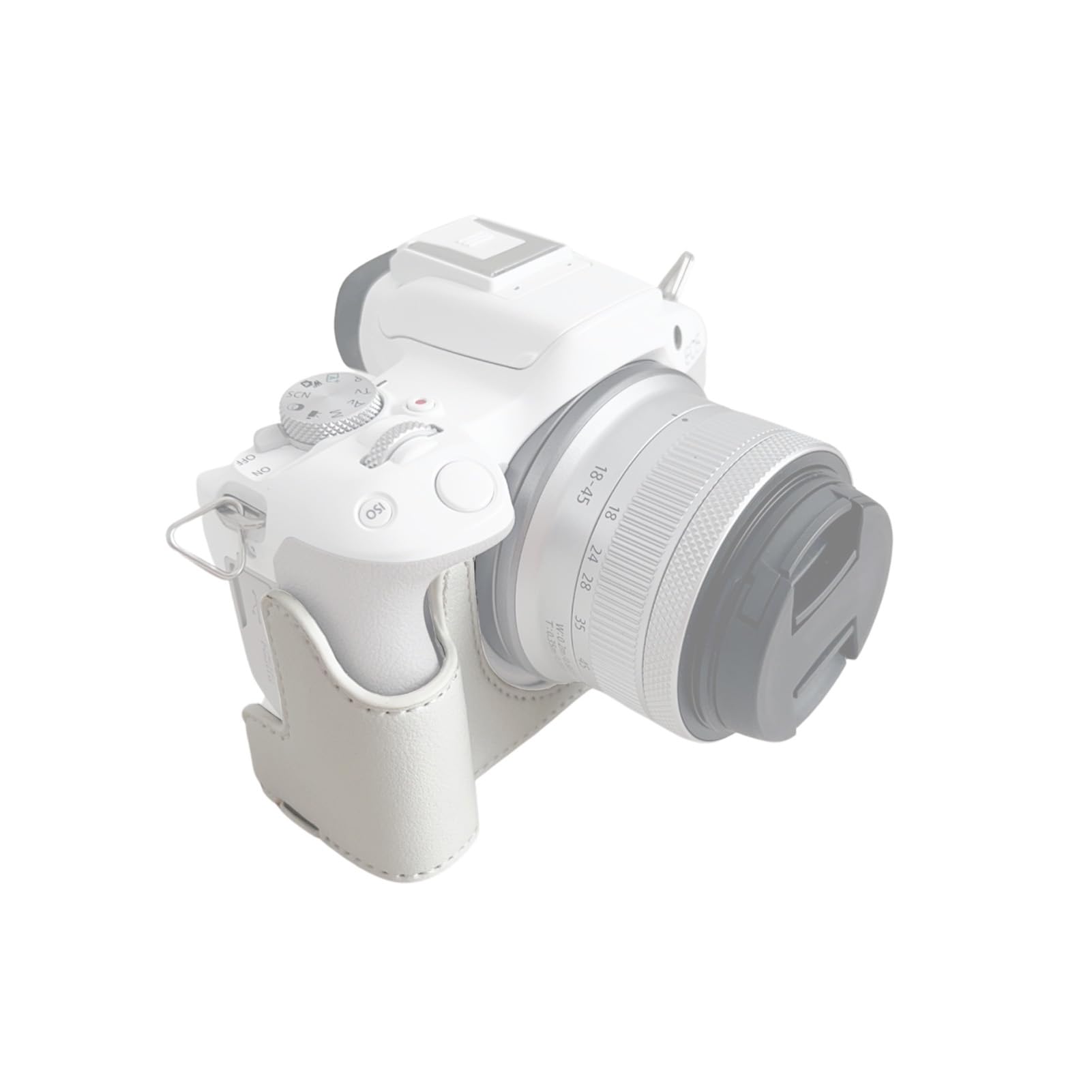 Andoer Digital Camera Bottom Protective Case PU Leather Camera Bag with 1/4in Fixing Screw Compatible with Canon R50/R100, White