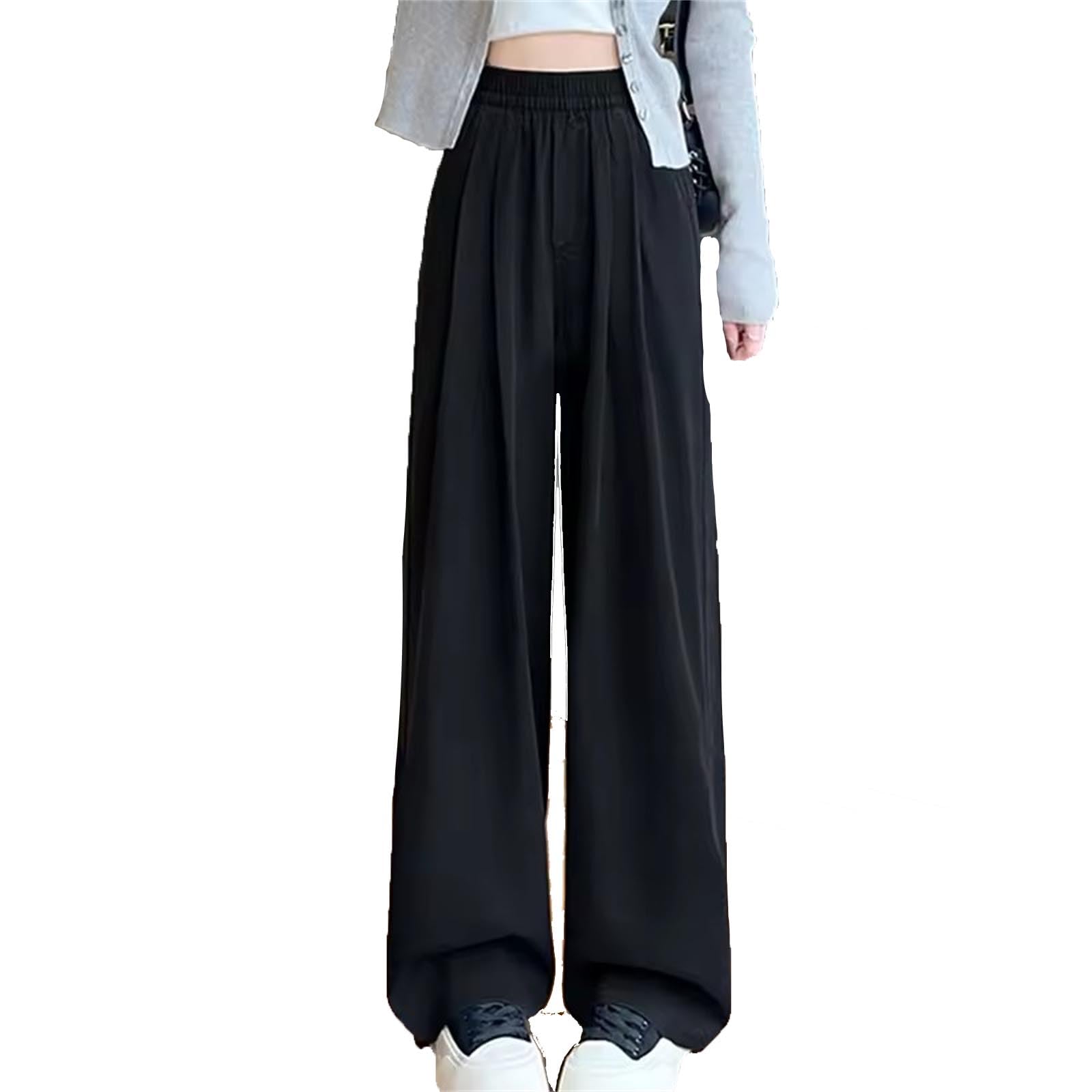 Jeans décontractés pour Femmes à Taille élastique, Jambes Larges, en Denim Doux et léger, Pantalons d'automne, Style Paresseux