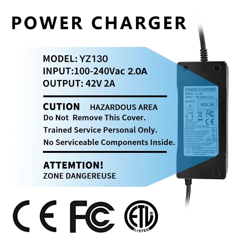 YZPOWER 42V 2A Charger for Gotrax Hiboy Electric Scooter, 36 Volt Lithium  Battery Charger Universal for Jeston kugoo Glion Electric Bike Ebike for