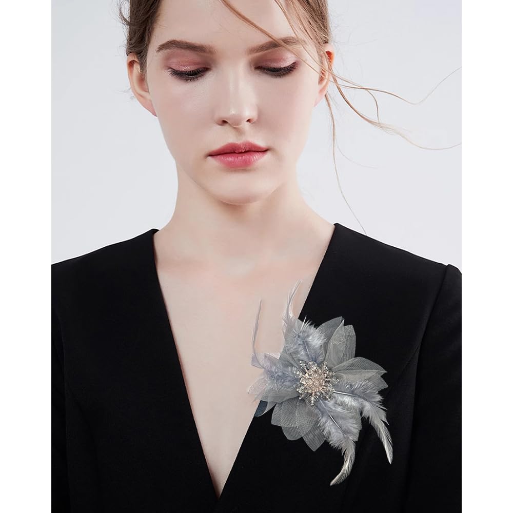 120Mm Broche Fleur Cristal Élégante Pour Femme Épinglette Organza Plumetis Pour Robe Costume Mariage Cérémonie Soirée Cocktail Accessoire Mode Tendance Style Bohème Chic Bijoux Romantique