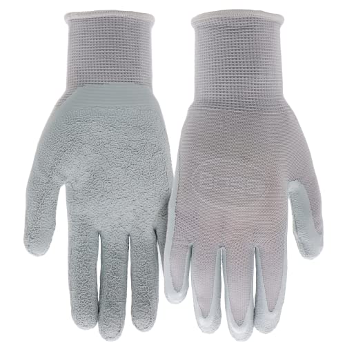 BOSS Women's Tactile Grip Crinkle Latex Coated Work Gloves, 2-Pack, Abrasion Resistant, Water Resistant, High Dexterity, Enhanced Grip, Large, Gray/Teal, (B32081-WML2P)