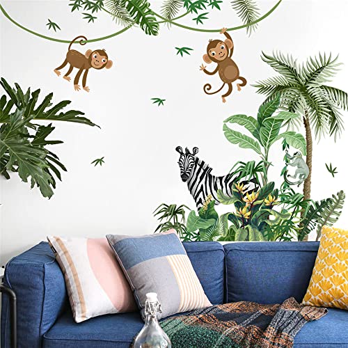 Vinilo decorativo grande de hojas tropicales y animales miniatura 4