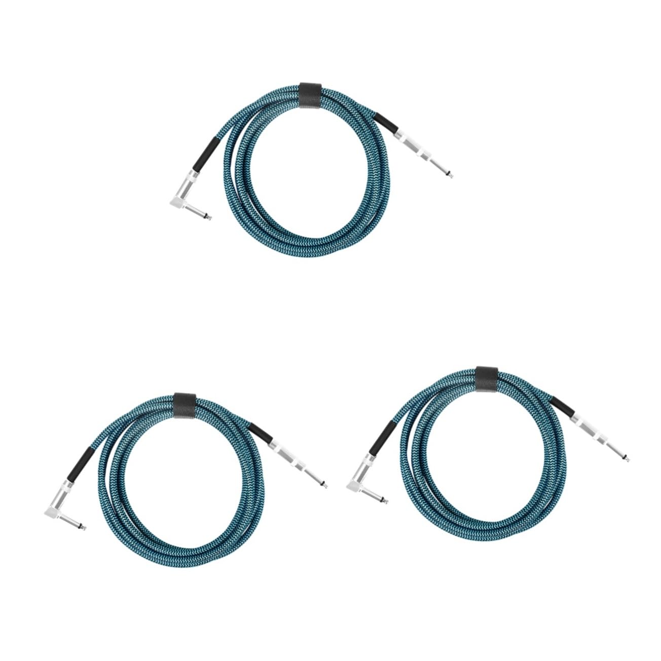 Toyvian 3 szt. kabel gitarowy XLR, słuchawki, przedłużacz, instrument, akordy, ampery, kabel łączący gitarę, redukcja szumów, kabel adapterowy, kabel do gitary, rdzeń miedziany, niebieski