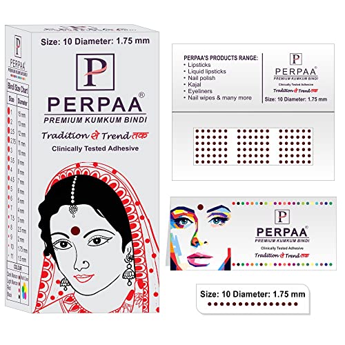 Image of PERPAA Premium Velvet Sticker Kumkum Bindi Box of 15 Flaps - Pottu for Women,Ladies, Girls (Size 10, Diameter 1.75mm, Dark Maroon)