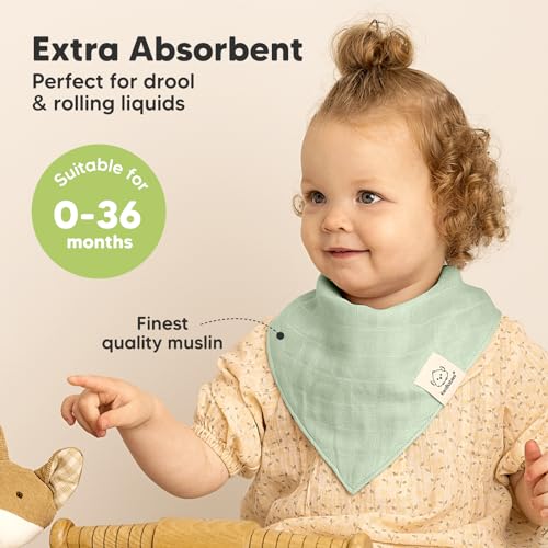 8-Pack Muslin Baby Bibs for Boys, Girls - Muslin Bandana Drool Bibs for Baby Girl & Boy, Drooling Newborn, Teething Toddler, Infant 0-36 Months, 100% Cotton Extra Absorbent & Soft (Mirage)2