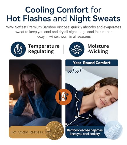 Image of WiWi Viscose from Bamboo Women's Pajamas Set Super Soft Button Down Top and Pants Sleepwear Cooling Pjs S-3X