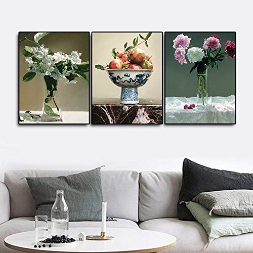 SHINERING 3 Pcs Modern Home Decoration Flower Fruit Pictures Living Room Kitchen Decor Posters Wall Art Canvas Painting & Calligraphy 35 * 50cm