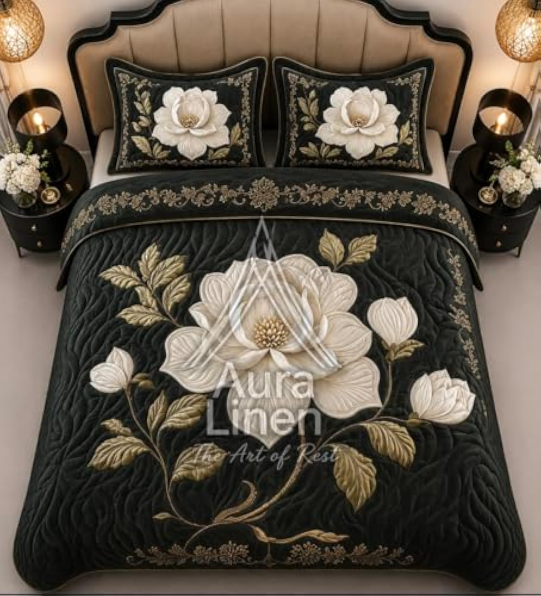 7D Bedsheet Set for Double Bed, Black