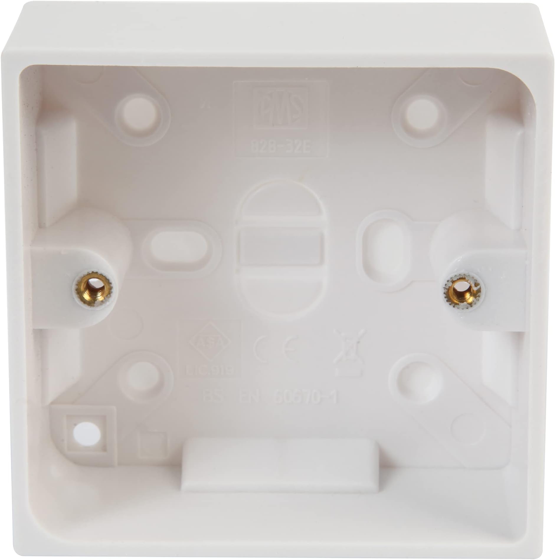 1-Gang White Surface Mount Pattress Box, 32mm Depth | BS5733 Compliant Network Box – PELB1495