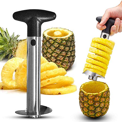 Odegltina cortador de piña pelador cortador cortador cortador de fruta herramienta reforzada hoja más gruesa acero inoxidable novedad piña núcleo removedor herramienta