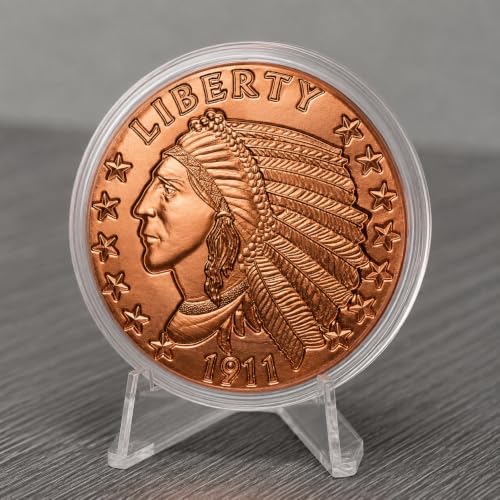 Image of Incuse Indian Design 1 oz Pure .999 Copper Round Bullion Coin in Capsule - COA by Heavenly Metals