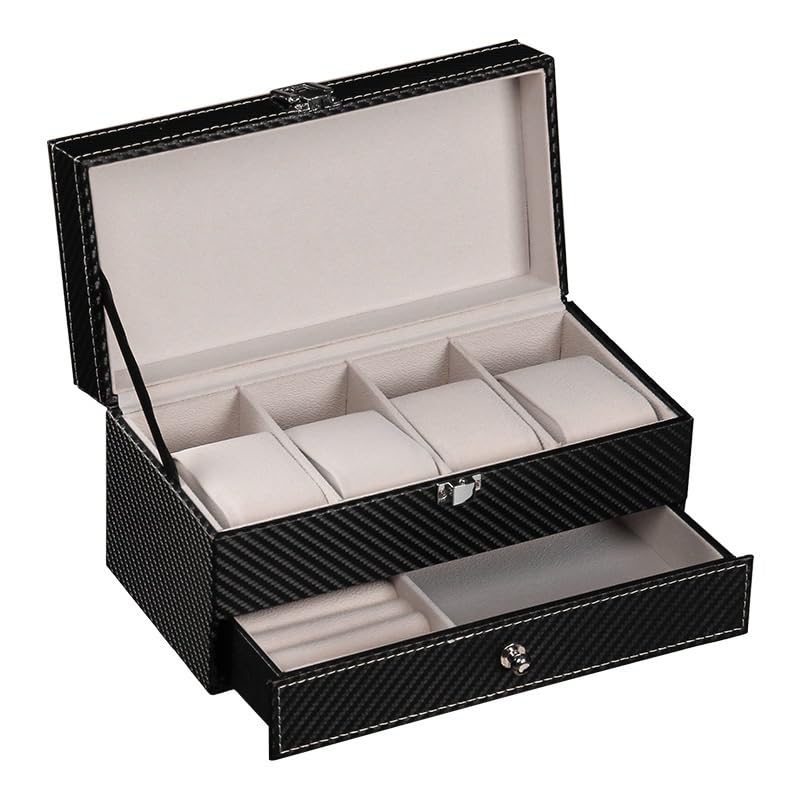 portagioie Scatole for orologi a doppio strato con 4 slot e 2 griglie | Custodia organizer for esposizione di gioielli for orologi da donna e da uomo porta gioielli