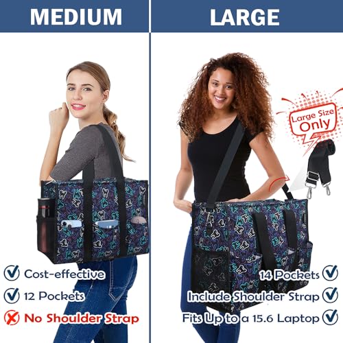 Image of Nurse Bags for Work Nursing Bag Multiple Pockets Waterproof Organizing Zip Top Clinical Bag for Nursing Students Home Health