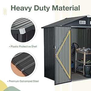 Oc orange casual 6 x 4 ft outdoor storage shed metal garden tool shed outside sheds outdoor storage galvanized steel wlockable door for backyard patio lawn black  urban country home decor