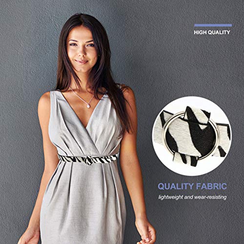 ABOOFAN Zebra Pattern Belt for Women Imitation Leather Wide Waist Belt with Round Buckle for Casual Wear Parties and Dance4
