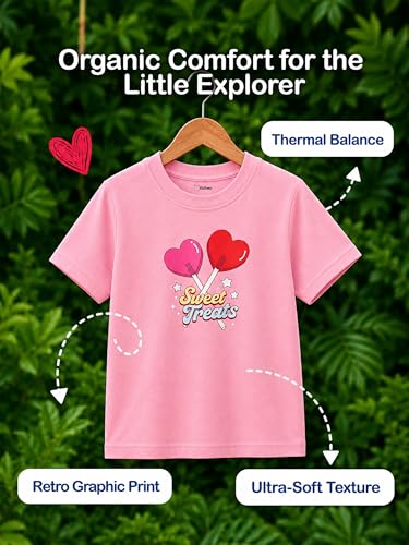Image of Kidbea Bamboo Kids T-Shirt Ultra-Soft Premium Half Sleeve Graphic Tee for Girls, Casual Summer Wear for Toddlers & Kids