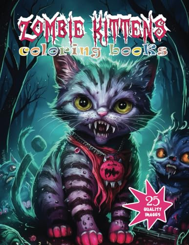 Zombie Kittens Coloring Book for Kids: Fun Activity Book for Fearless Kids - 25 Detailed Illustrations of Crazy Cats Zombies to Color - zombie coloring book for kids r toddlers image 2