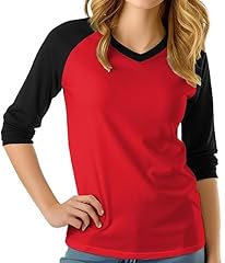 Red & Black - Womens V-neck Raglan