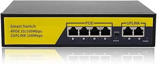 KuWFi 6-Port Ethernet Network Switch 2 Port Uplink 802.3AT/AF 72W Cat5 Unmanaged Metal Smart Desktop Network Power Over Ethernet Injector Splitter