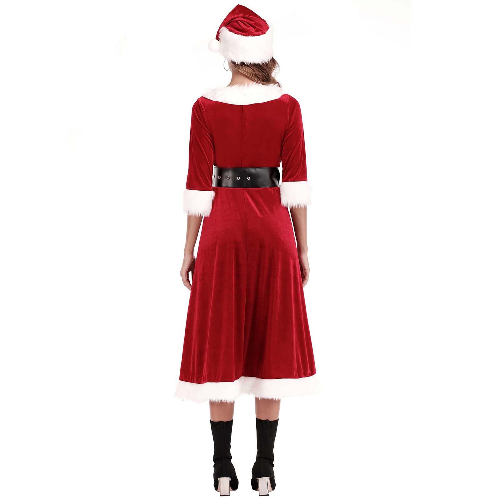 Generisch Costume d'elfe pour femme - Robe et ceinture - 3 pièces - Pour Noël et cosplay