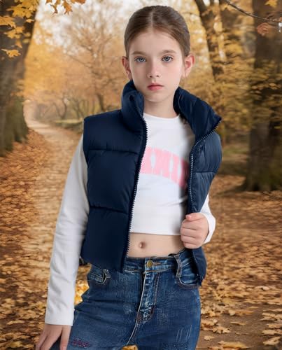 Image of SOLOCOTE Girls Puffy Vest Coat Water-Resistant Warm Winter Sleeveless Kids Jacket for 4-14 Years