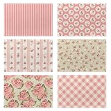 Pink Shabby Chic Placemats Set of 6,Washable Heat Resistant 12×18 Inch Linen Table Mats Summer Place Mats for Party Outdoor Dining Décor