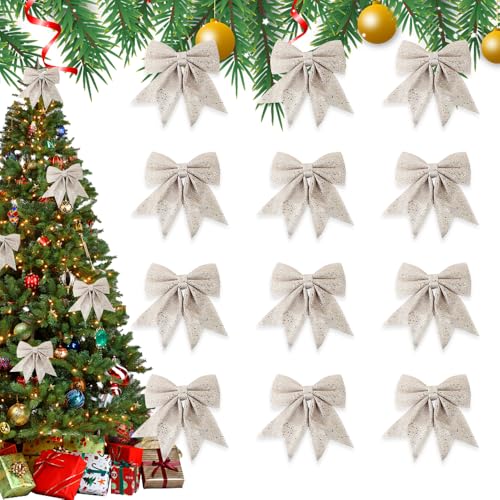 Casenly Schleifen Weihnachten, 12 Stück Weihnachtsschleifen Glitzer...