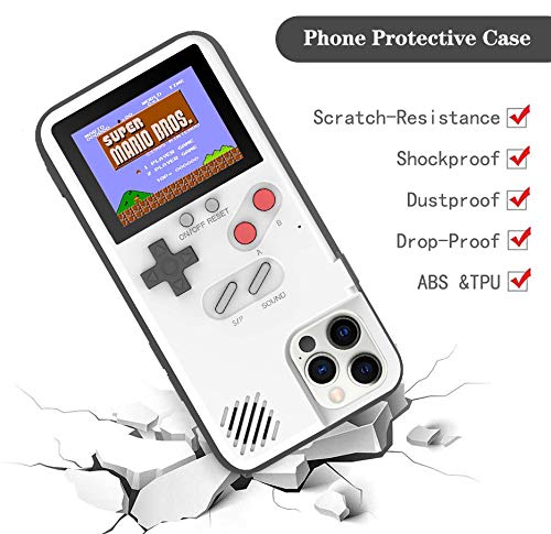 Autbye Gameboy Case for iPhone, Retro 3D Design Style Silicone Protective Case with 36 Small Games, Color Display Shockproof Video Game Phone Case (for iPhone Xs Max, White)